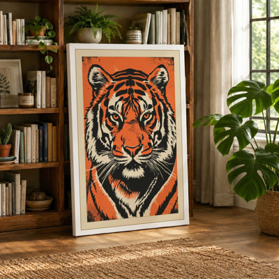 Tiger Face Direct Geometric - Wrapped Canvas