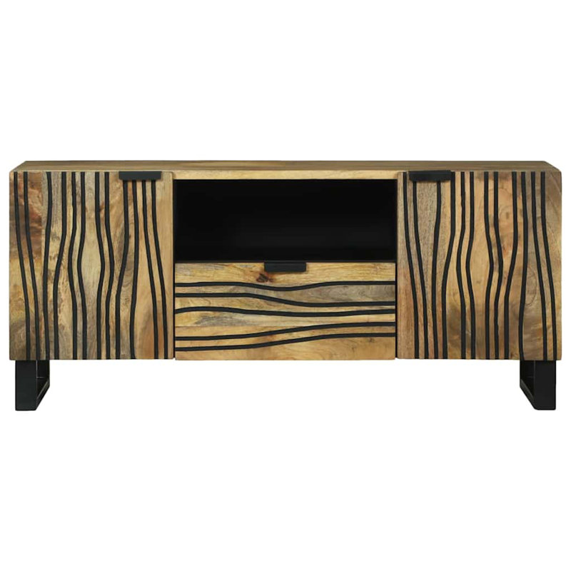 TV Cabinet With Drawer 105 X 33 X 46 Cm Solid Mango Wood, Natural