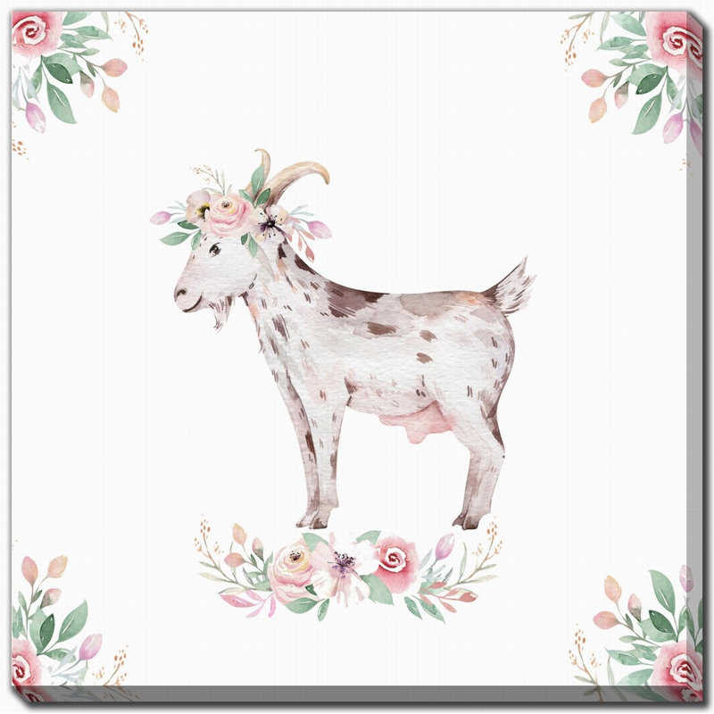 «Farm Buddies Goat», art mural sur toile, H 38 po x l 38 po