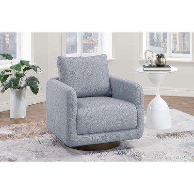 Fauteuil pivotant rembourré en tissu Grey Boucle