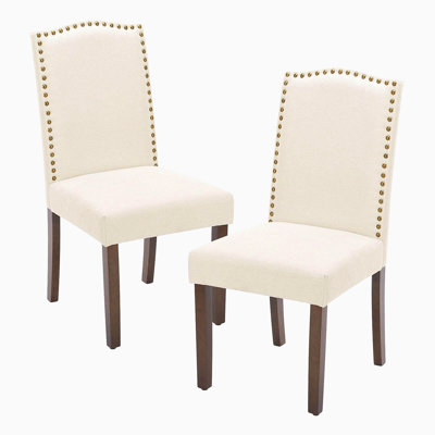 Chaises de salle à manger modernes sans accoudoirs avec tissu rembourré, 2 pièces