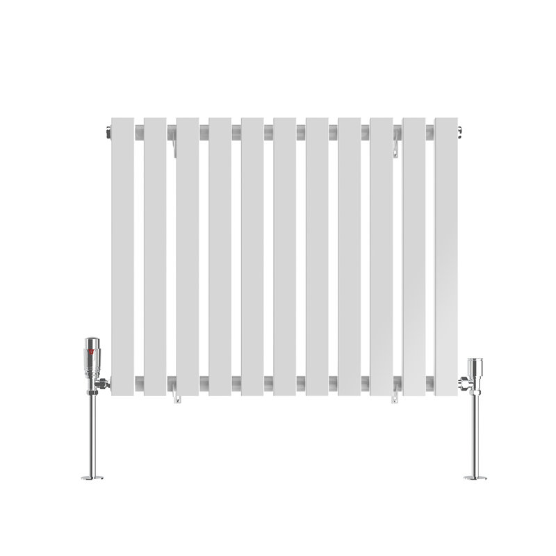 Ipolito Single Panel D-Shape Horizontal Designer Radiator, White, 60cm H x 76cm W