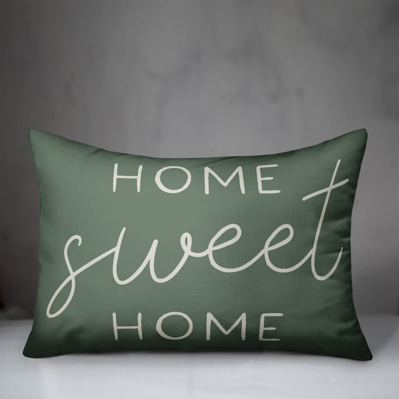 Housse de coussin pour l’extérieur rectangulaire Home Sweet Home/insert, Vert