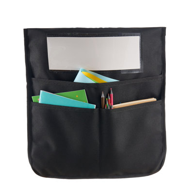 12-Pack Black Oxford Chair Pockets for Classroom - Durable Seat Back Organizer with Name Tags & Multi-Pocket Storage