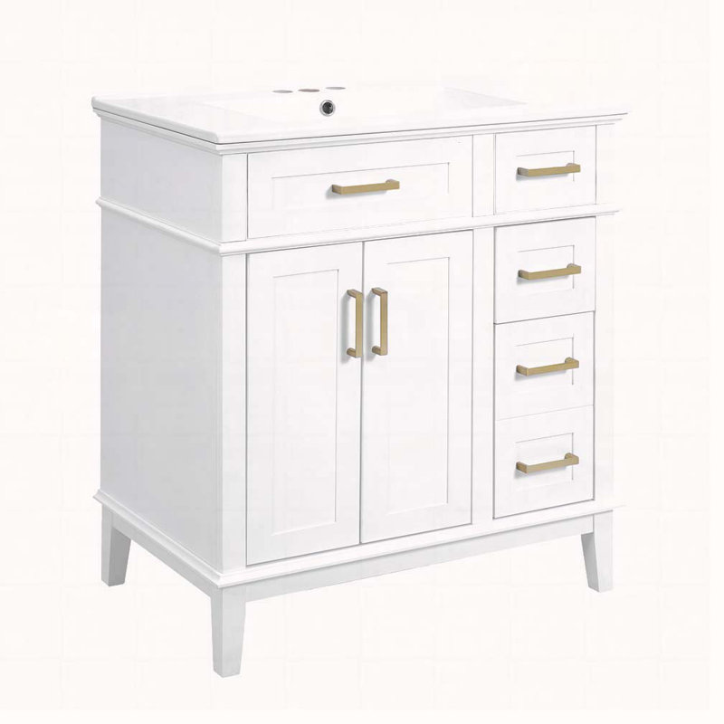 Meuble-lavabo 30 po avec lavabo en céramique, Blanc