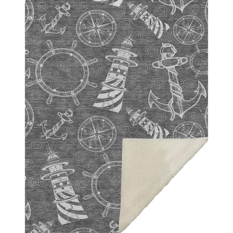Couverture en sherpa grise One Pixie Street 50 po x 70 po, grise, Gris ; ivoire