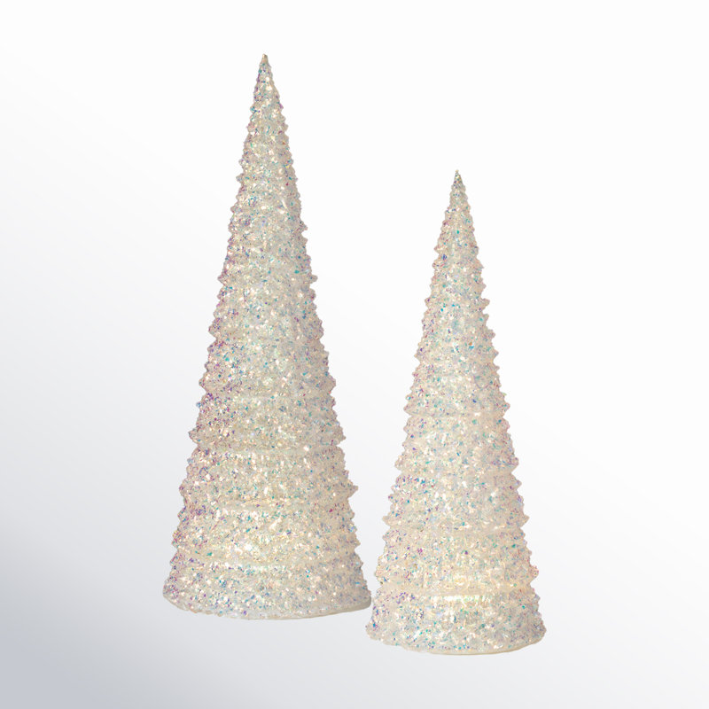 21"H And 17"H Led Confetti Cone Tree Set; Multicolored