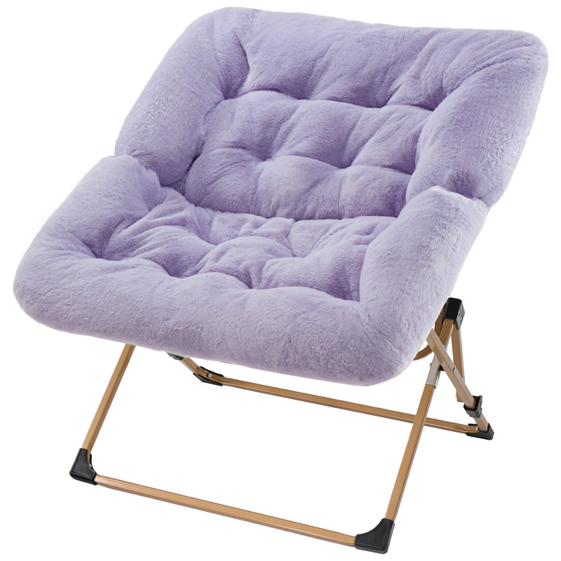 Reace Folding Papasan Accent Chair, Purple/Gold
