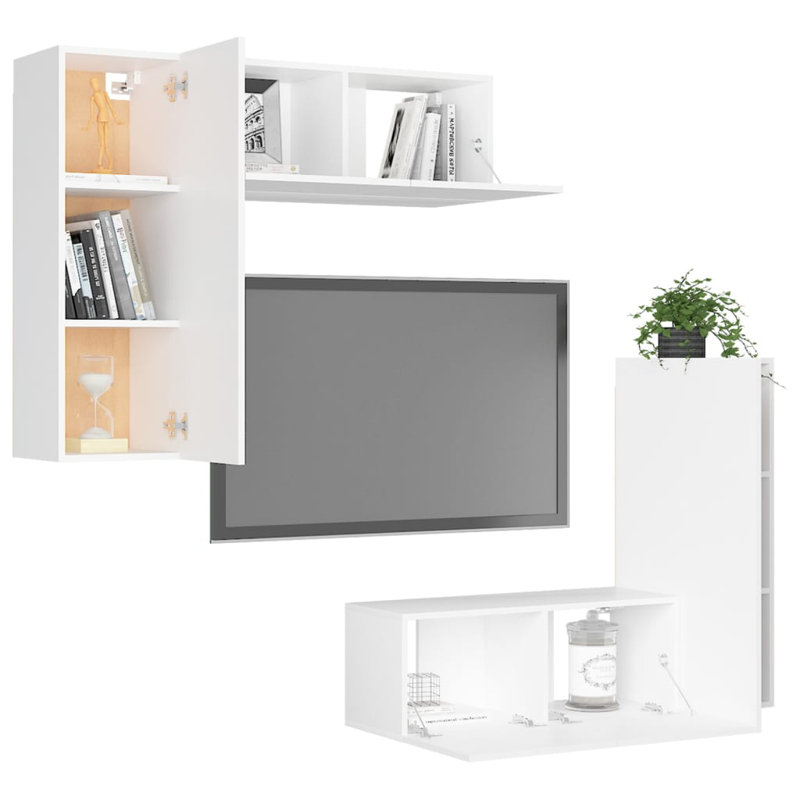 Blackowski Unfinished Floating Entertainment Centre for TVs up to 88", White, 30cm H x 30cm D x 80cm W