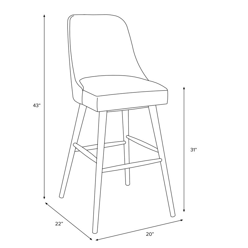 Tabouret Gallie, Tabouret de bar (siège d'une hauteur de 31 po), Espresso, Tweed Sustain® brume Milsap