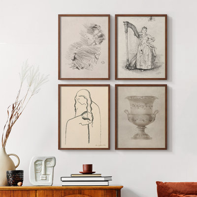 "Croquis rétro XLII", 4 pièces sur papier