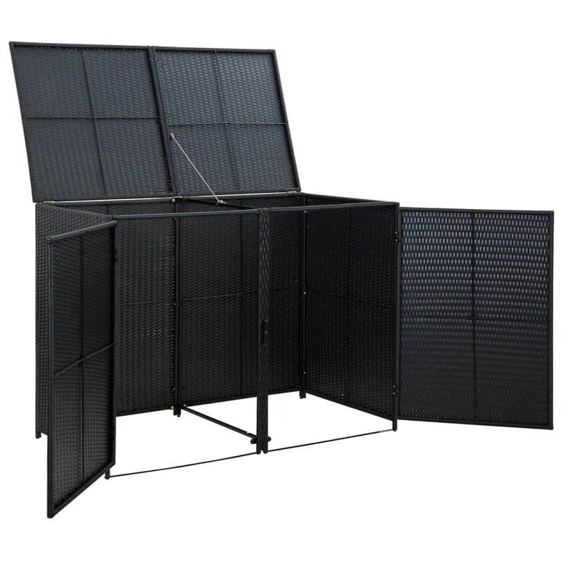 Double Wheelie Bin Shed, Black