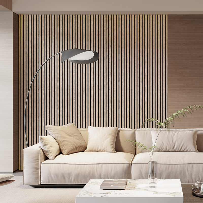  2 PCS x 106"L x 20.5"W Acoustic Slat Wall Panels, Eco-Wood Look for Home/Office Wall & Ceiling, Walnut