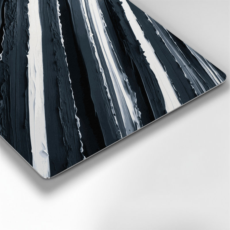 Art mural horizontal rayé gris foncé blanc gris métal