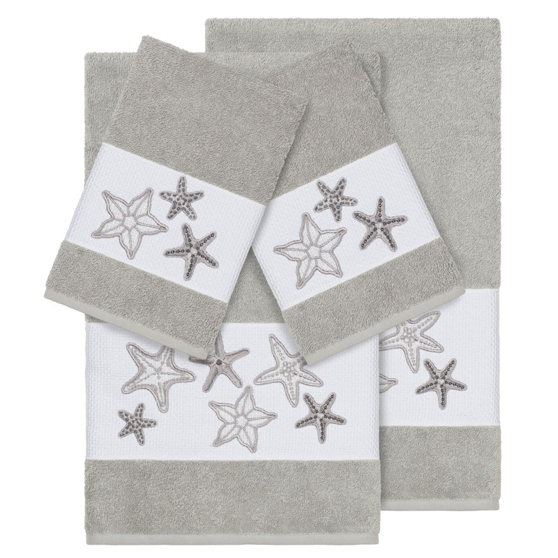 Ensemble de serviettes 3 pièces Lydia, Gris clair, 4 Piece Towel Set (2 Bath Towel, 2 Hand Towels)