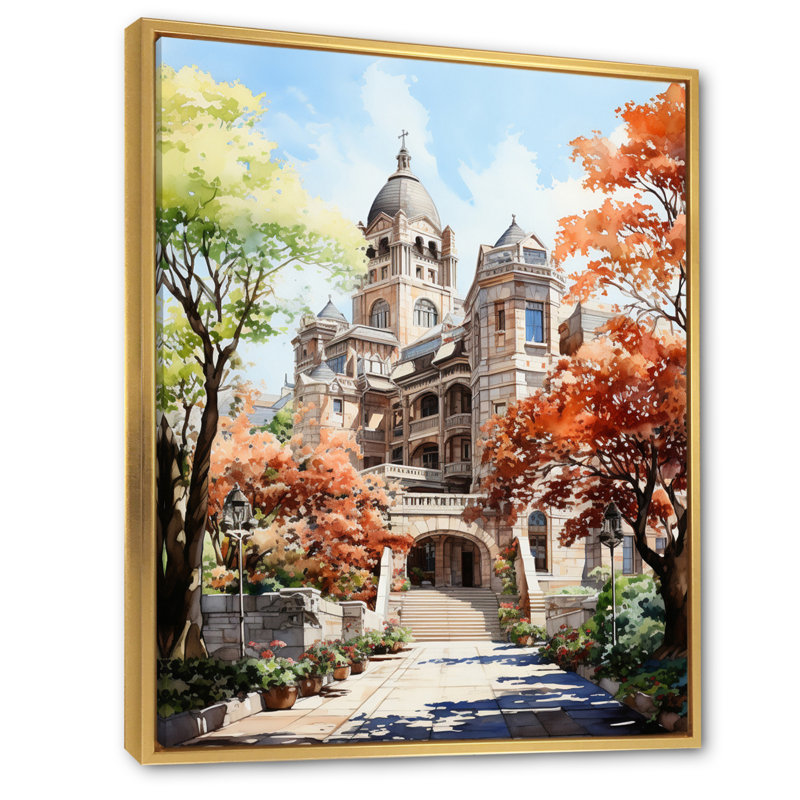 Université College Buildings, H 40 po x l 30 po x P 1,5 po, Cadre flottant doré