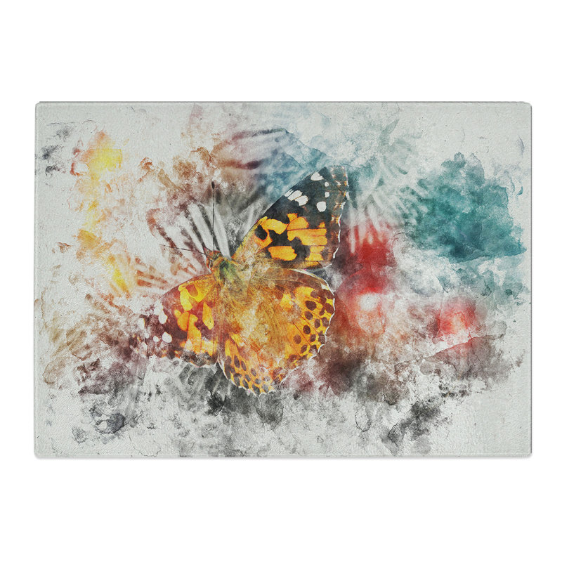 Butterfly Vol.3 Watercolour Chopping Board, 0.4cm H x 28.5cm W x 39cm L