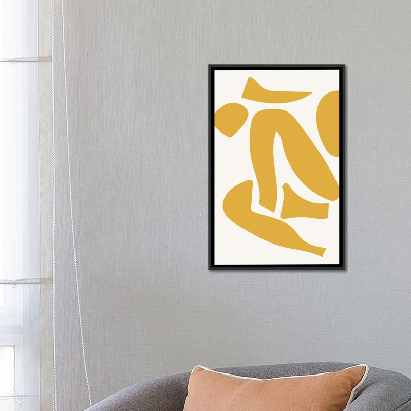 « Déconstruit jaune » par Mambo art studio-impression, Pas de tapis, H 26 po x l 18 po x 1,5 po, Toile avec cadre noir