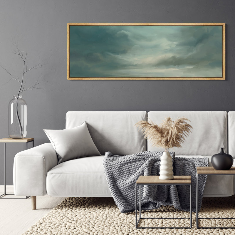 Impression sur toile encadrée «Green Tunes Relaxing Calm Clouds», H 20 po x l 60 po, Naturel
