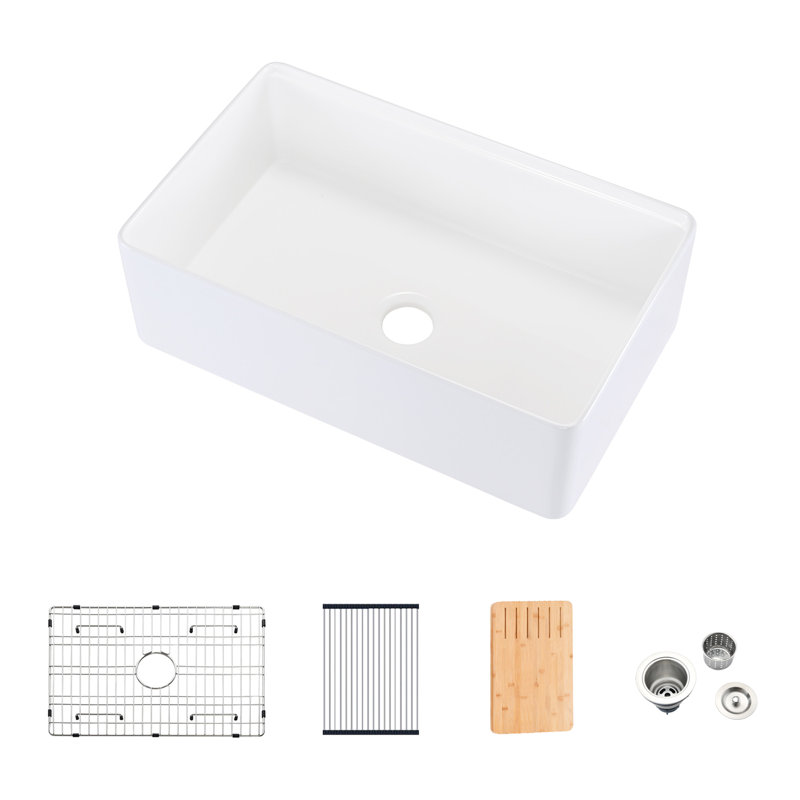Évier de cuisine de ferme polyvalent résistant à la rouille avec accessoires pour optimiser l'espace