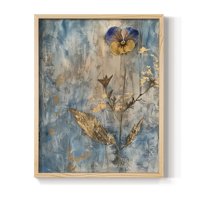 Reproduction encadrée FLORAL Series XLIX - bois massif, H 15 po x l 12 po