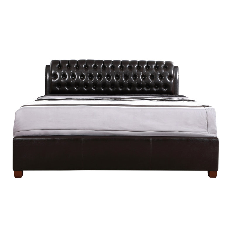 Lit contemporain élégant, Très grand, Brun foncé