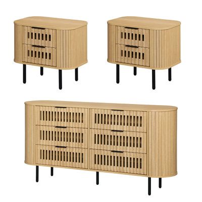 Mid-Century Style 3-Piece Dresser Set with Two Nightstands and One Chest of Drawers by Ebern Designs