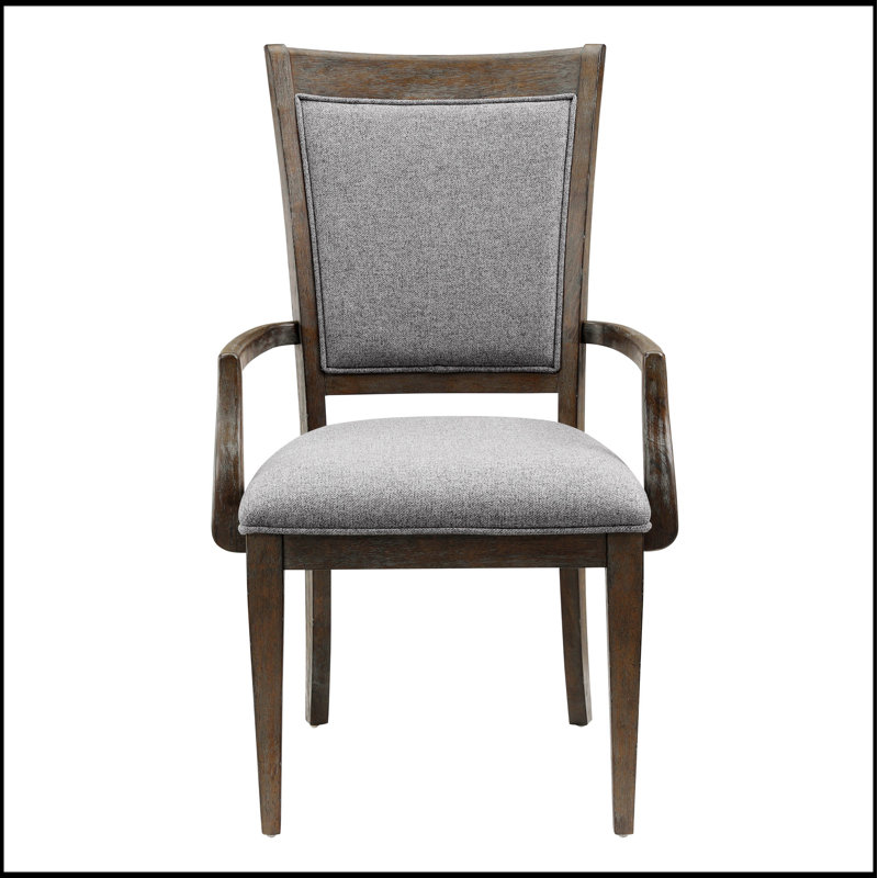 Ensemble de 2 fauteuils transitionnels gris-brun, revêtement en tissu confortable et structure en bois robuste pour un repas élégant