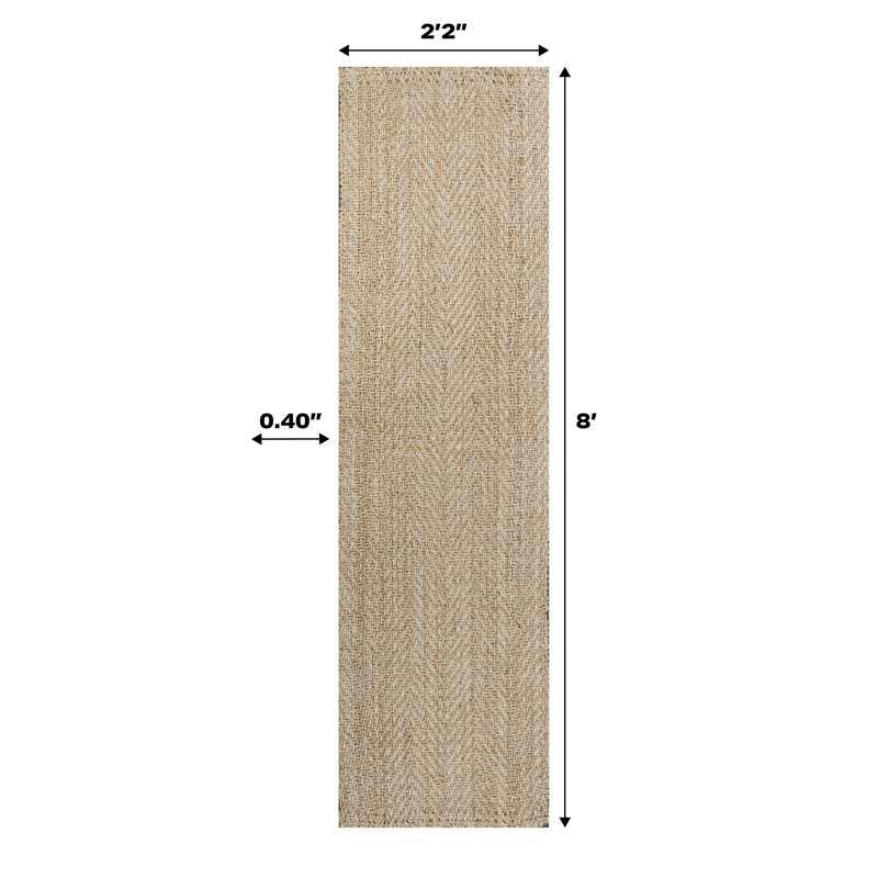 Tapis ivoire tissé à la main Helia, Tapis de couloir 2 pi 2 po x 8 pi