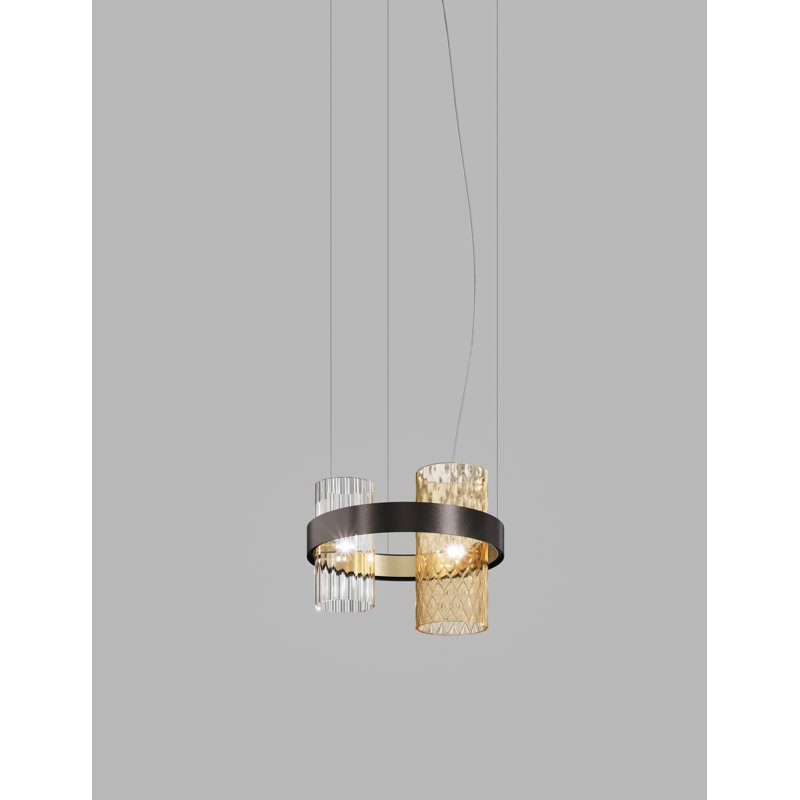 Armonia 2 - Light Chandelier, Crystal Amber, Matte Black;Gold