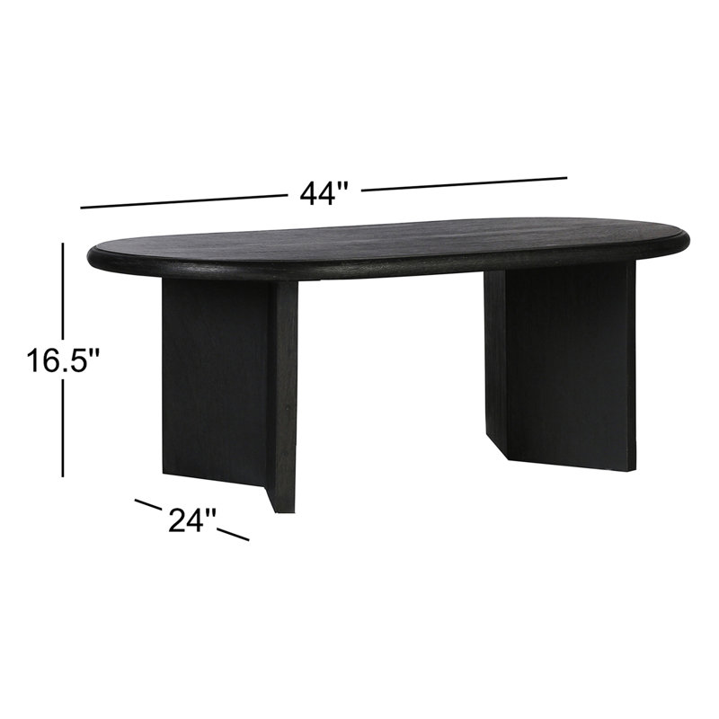 Matte Black Solid Mango Wood Minimalist Coffee Table