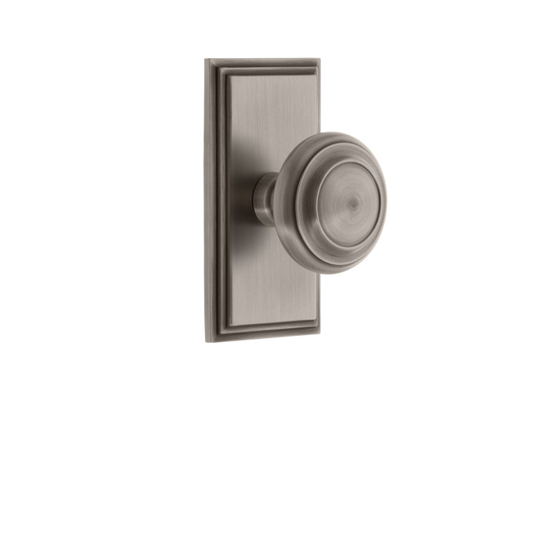 Grandeur Carré Plate Double Dummy with Circulaire Door Knob, Antique Pewter