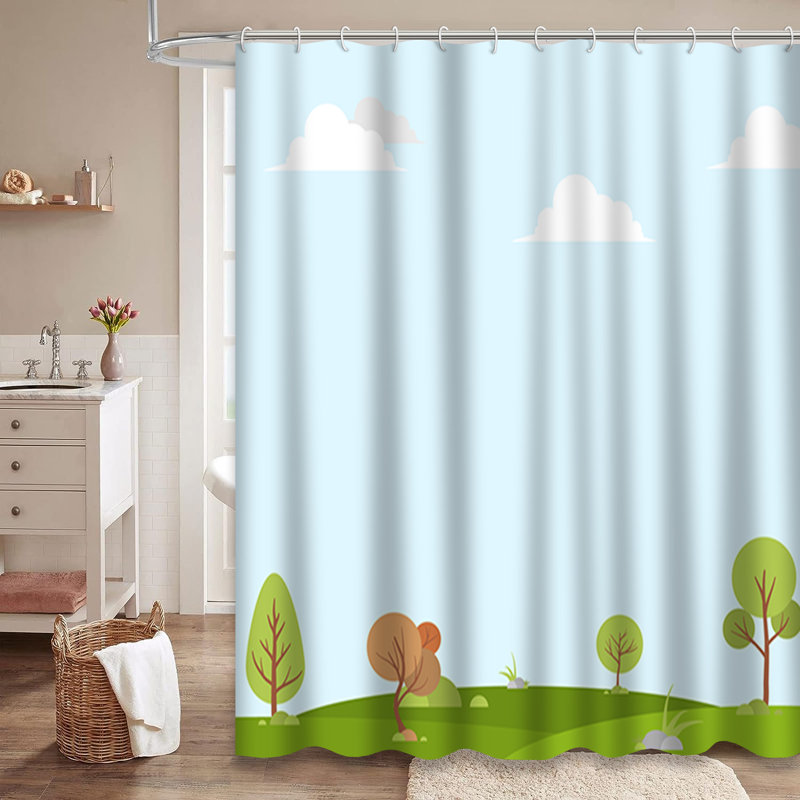Rideau de douche avec 12 crochets Nature Landscape, L 72 po x l 78 po