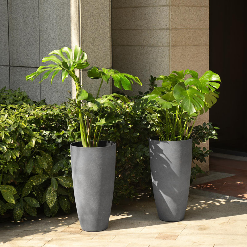 Staebell Tapered Planter, Weathered Gray, 27" H x 14.2" W x 14.2" D