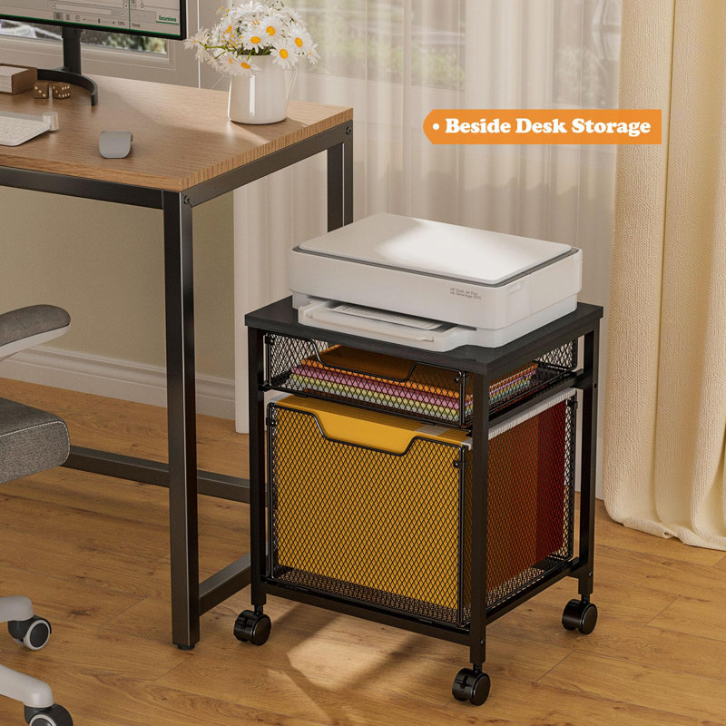 Black Mobile Legal Size 2-Drawer Rolling File Cabinet