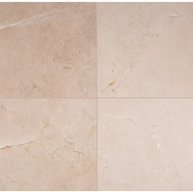 Crema Marfil 18 in. x 18 in. Polished Marble Stone Look Floor and Wall Tile