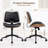 Mid-Century Modern Armless Office Chair with Wheels, Faux Leather Swivel Desk Chair with Walnut Wood Shell, Adjustable Height and Rocking Function-442342659