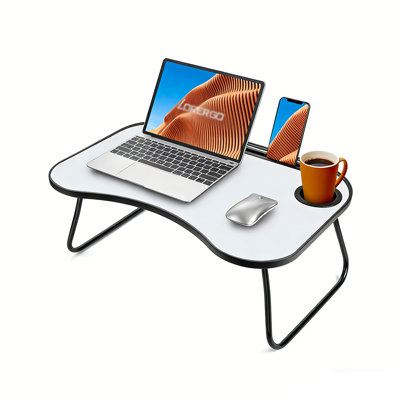 Laptop Stand For Bed – Portable Foldable Lap Desk With Cup Groove, Smooth Surface For Home/couch/car Trips/kids Homework/adults Work