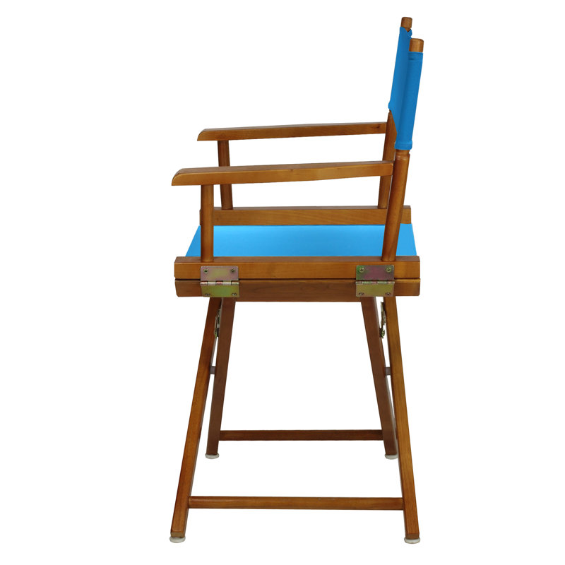 18" Folding Director Chair, Honey Oak, Turquoise