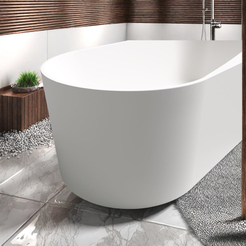 Baignoires et bains à remous en résine de pierre de 2,5 cm, baignoire moderne blanche mate