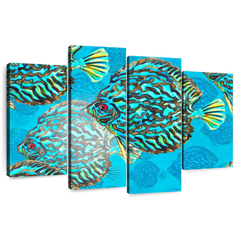 Turquoise Discus Fish, 27" H x 43" W