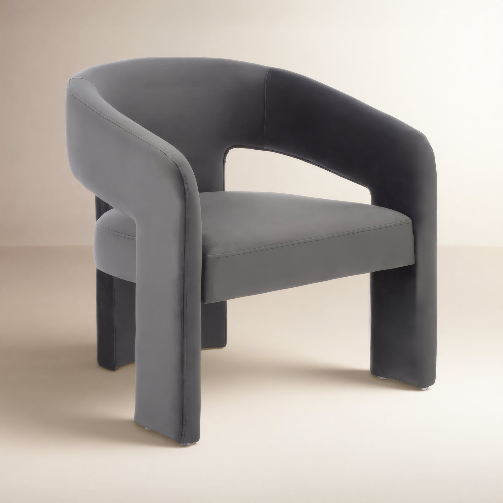 Ashlyn Linen Armchair, Dark Gray Velvet