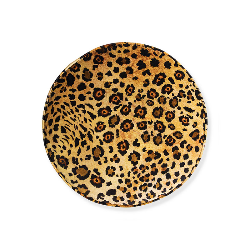 Ardmore Velvet Fabric Pouf on Black Metal Base, Gold