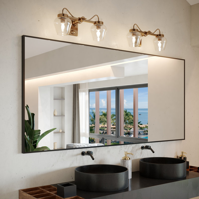 Lesamuel Wall Mounted Vanity Mirror w/ Aluminum Frame for Bedroom, Entryway, Living Room, Rectangle, 36" x 48", Matte Black
