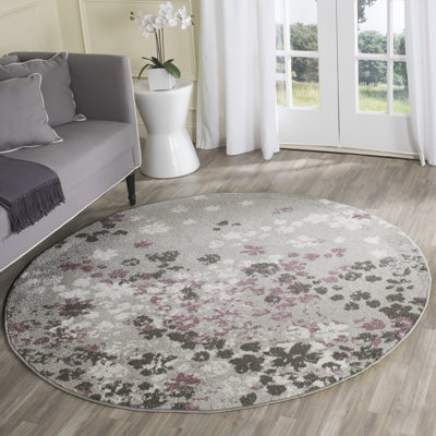 Makeba Floral Gray/Purple Area Rug
