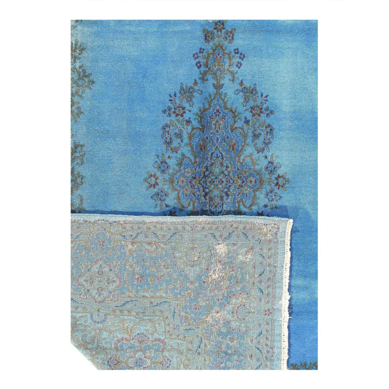 Tapis bleu uni en laine / coton de couleur unie 8 pi 5 po x 12 pi 2 po Welsey