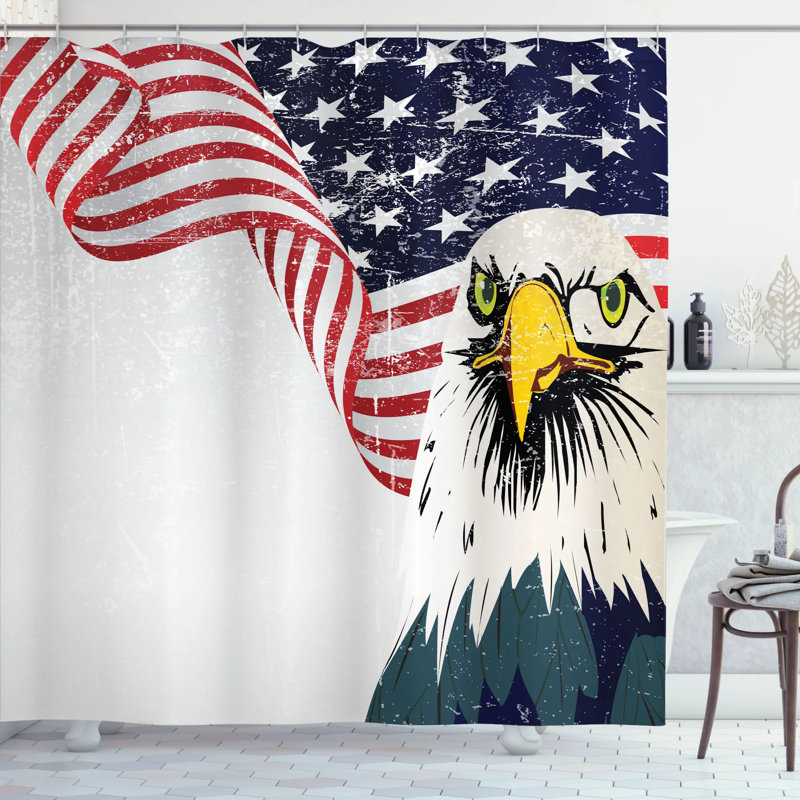 Rideau de douche simple eagle and flag décoration, H 69 po x l 75 po