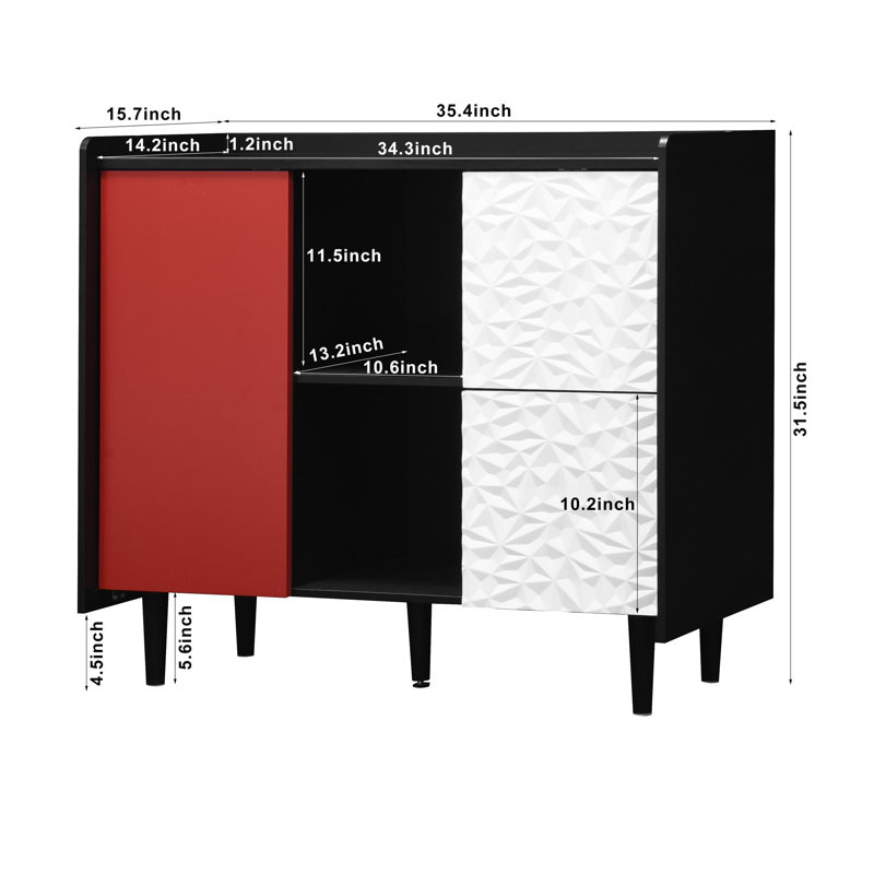 Buffet 35 po, Rouge / Blanc