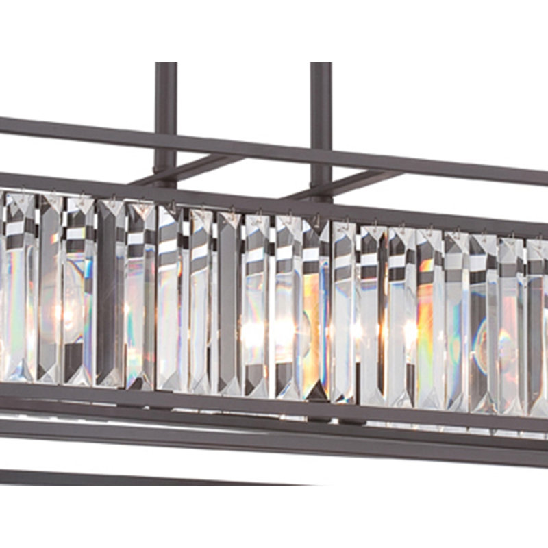 Luminaire suspendu rectangulaire à 4 lumières pour îlot de cuisine Syracuse, Laiton rétro