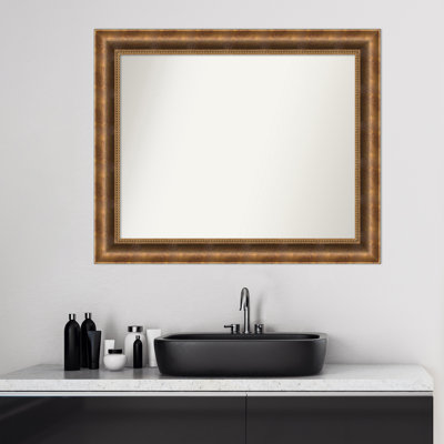 Manhattan Bronze Wood Bathroom Vanity Non-Beveled Wall Mirror